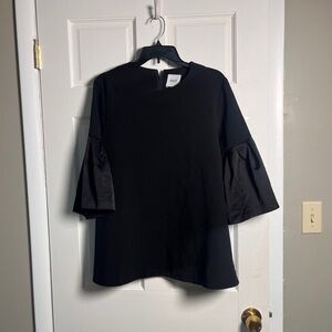 Edit The Brand Black Bell Sleeve Crepe Top Size L
